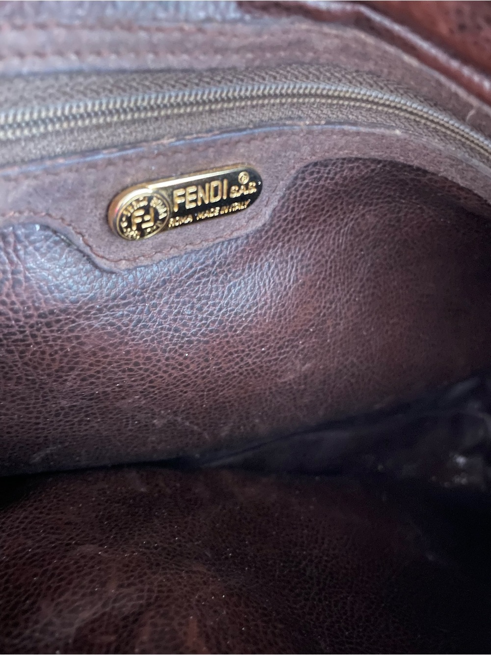 FENDI Women's Suede Shoulder Bag in Dark Brown - Picture 3 of 8